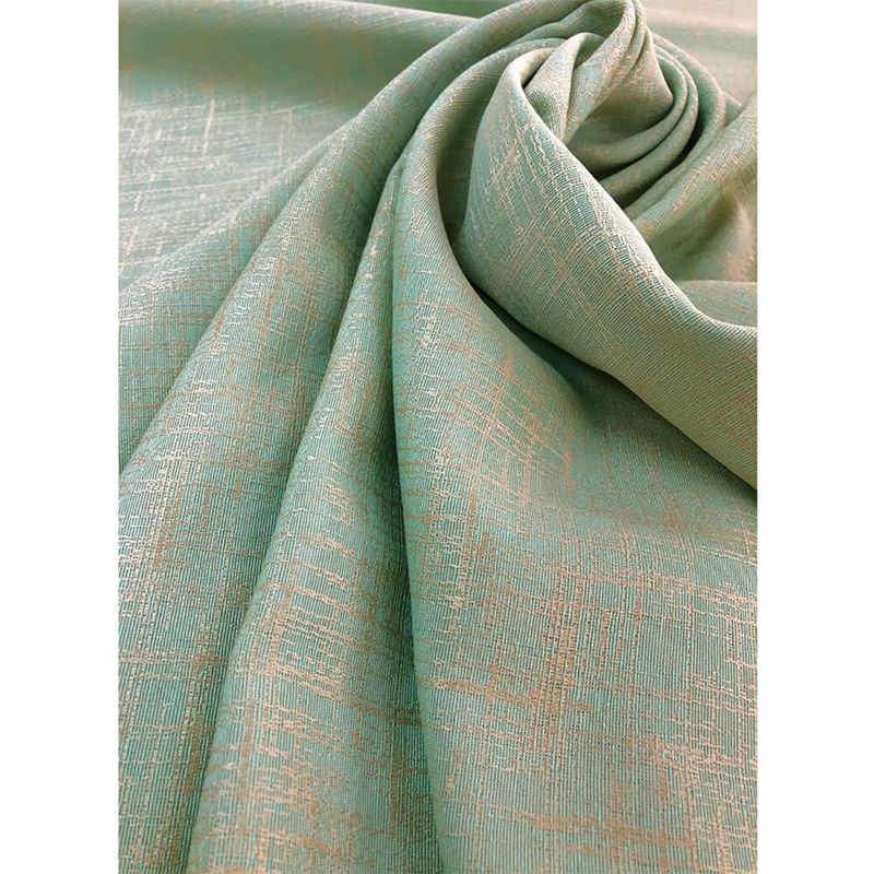 Enrolado Tecidos - tecido-jacquard-dourado-e-turquesa-falso-liso-tradicional-280m-de-largura